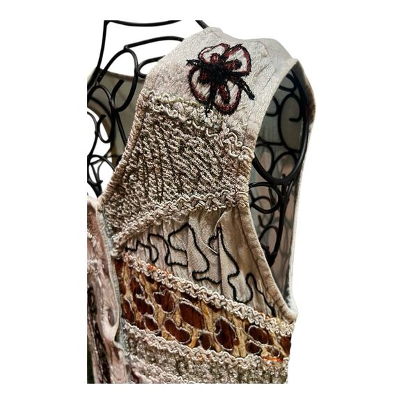 Indian Bohemian Embroidery Gray Leopard Maxi Dress Festival Size Medium - Picture 15 of 16